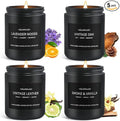 Scented Candle Set, Men Candle Set, Scented Candles for Home, Gifts for Men, 4 Pack Manly Candles Gifts for Mens Scents of Smoke Vanilla/Leather/Oak/Lavender Wood