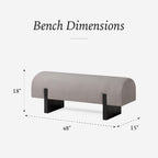 Maven Lane Juno Modern Wooden Upholstered Bench, Padded Seat for Kitchin Dining Room Table, Entryway Accent, or Window Seating in Refined Black Finish
