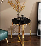 Telephone Table, Living Room Sofa Side Table,Tray Side Table,Golden Coffee Table,Small Round Table,Stainless Steel Side Table,Telephone Tables,2 Colors (Gold+black-19.68 * 21.85in