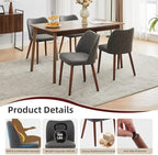 Modern Dining Chairs Set of 4, Upholstered Faux Leather Kitchen Side Chairs with Curved Back, Easy Assembly for Dining Room, Restaurant, Dark Grey PU
