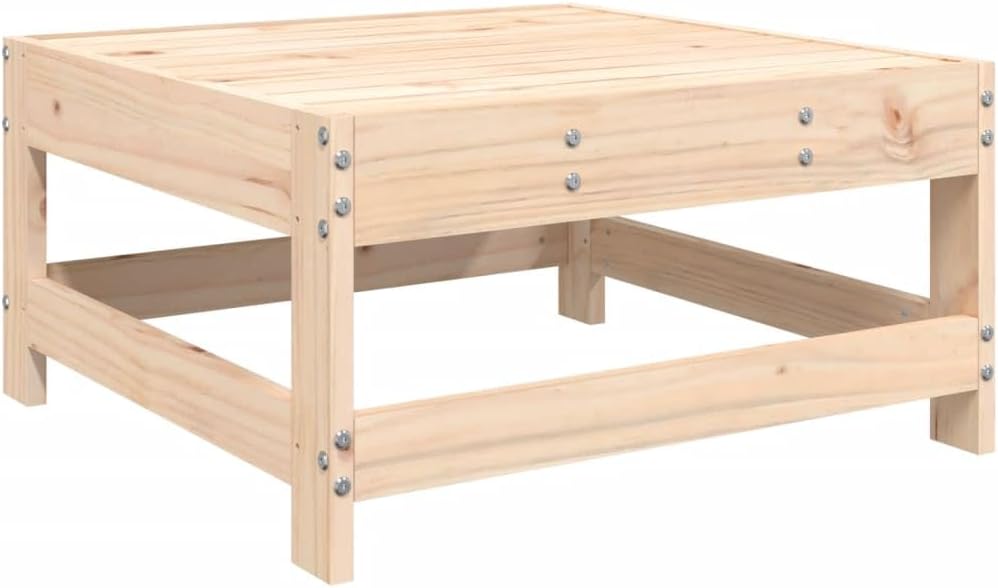 vidaXL Patio Furniture, Outdoor Ottoman Patio Footstool, Footrest Seat with Cushions for Garden Yard Deck Backyard, Solid Wood Pine