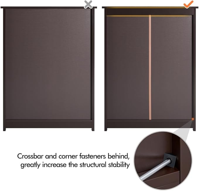 Yaheetech Set of 2 Bathroom Storage Cabinet with 1 Drawer, Freestanding Bathroom Cabinet with 2 Doors and 3-Level Adjustable Shelf, Modern Furniture for Laundry Room, Corridor, Espresso