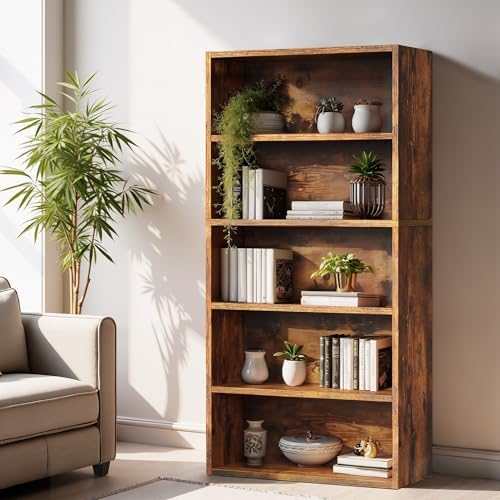 Sweetcrispy 5 Shelf Bookcase Open Display Bookshelf Storage Organizer
