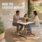 Folding Table, TV Tray with 3 Levels Adjustable Height, Heavy Duty No Assembly Foldable Small Table for Eating or Working on Couch, Picnic, Camping, Living Room, Indoor and Outdoor Use