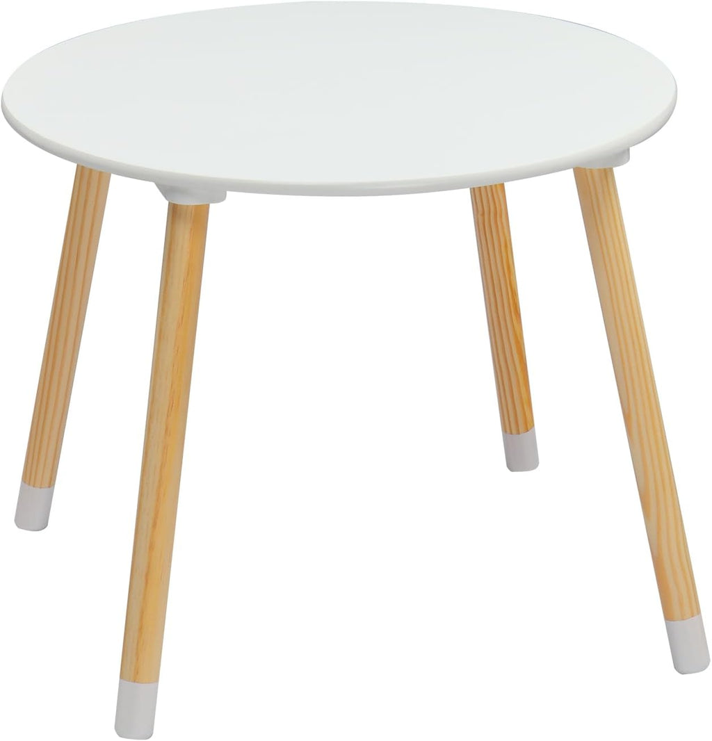 3-Piece Kids Table Chair Set White Round Play Furniture | Kids Activity Table and 2 Chairs Set, 3-Piece Folding Play Table Set, Pastel Multicolor for Home Daycare Playroom, White