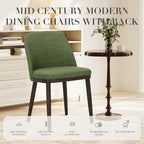 COLAMY Upholstered Dining Chairs Set of 4, Modern Kitchen Chairs with Back, Fabric Side Dining Room Chairs with Wood Legs for Farmhouce Restaurant, Green