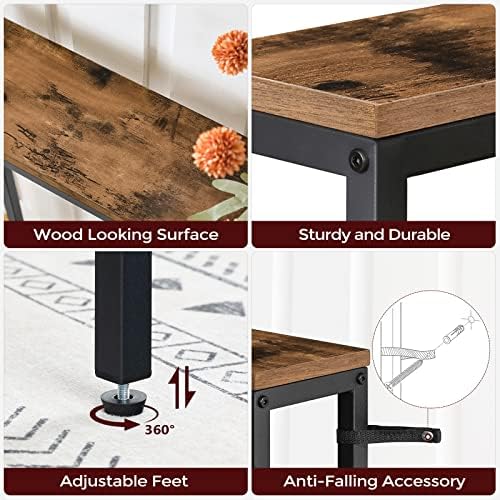 MAHANCRIS 55.1 Skinny Console Table with Power Outlets, 5.9" Slim Sofa Table Behind Couch, Long Entryway Tables, Narrow Sofa Hallway Table, Living Room CTHR145E01