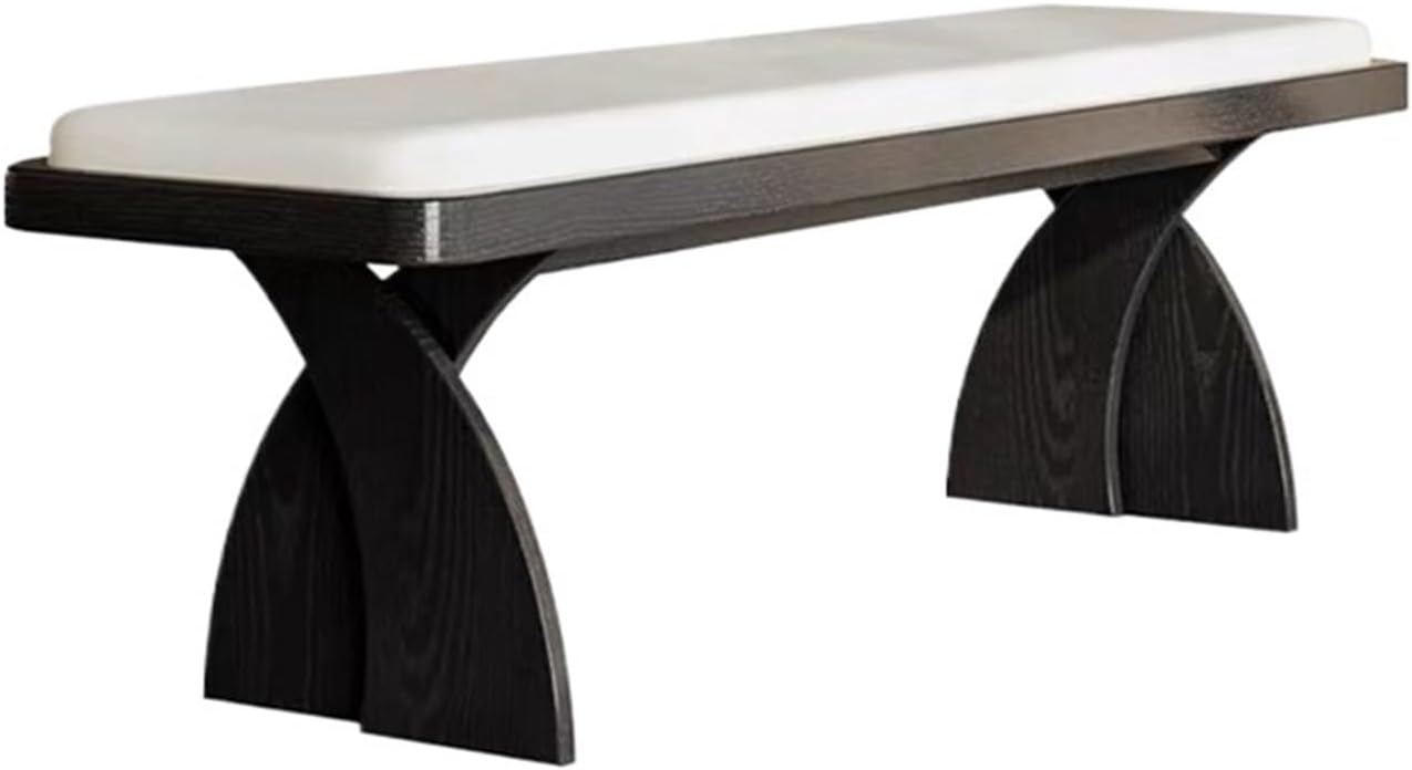 Modern Retro Wooden Long Bench at The Foot of The Bed in The Bedroom Dressing Room or Home for Changing Shoes Entryway(XS)