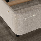 HOMBCK Queen Size Cloud Bed Frame, Beige Plush Boucle Upholstered Bed
