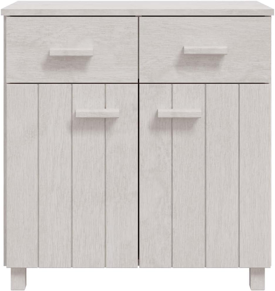 White Solid Pine Wood Sideboard with Matte Finish, 31.1 x 15.7 x 31.5 Inches, Modern Storage Cabinet for Dining Room, Spacious Drawers and Durable Construction for Home
