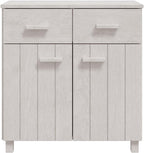 White Sideboard Buffet Cabinet, Solid Pine Wood Storage Credenza with Doors and Drawers, Modern Accent Cupboard Console for Dining Living Room, 31.1 x 15.7 x 31.5 in