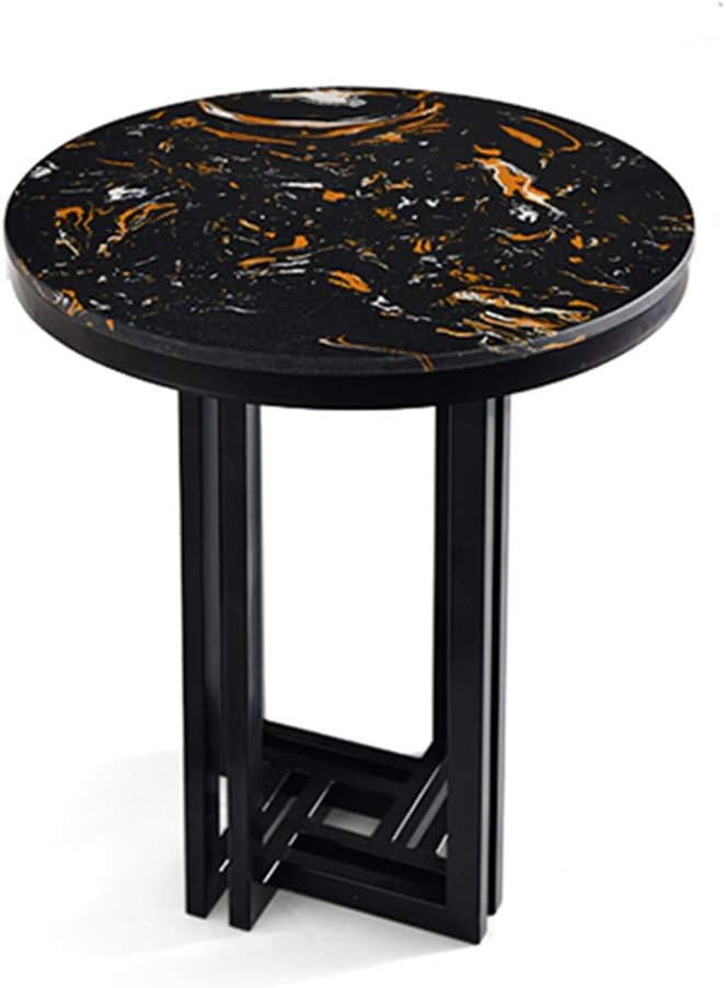 Telephone Table, Marble Sofa Side Table Nordic Luxury Round Coffee Table Telephone Table Bedroom Bedside Table Leisure Table 5062CM,Silver