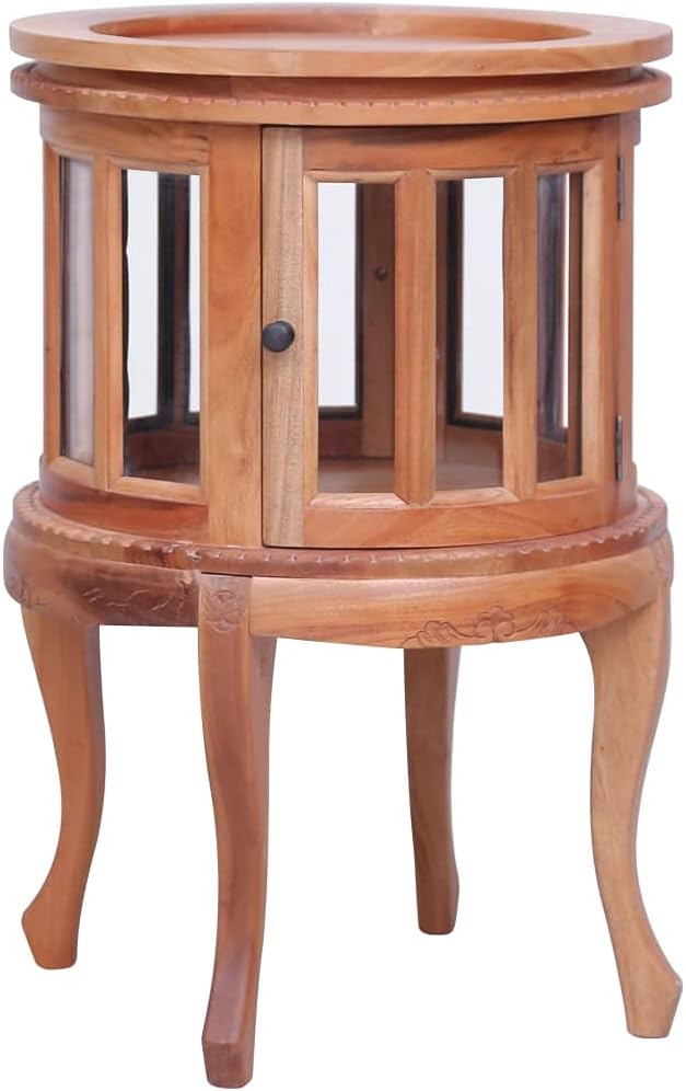 Vitrine Cabinet,Nightstand,Telephone Table,Bedside Sofa Table,for Living Room,Entryway, Hallway,Kitchen, Bedroom,With 1 tray,2 doors and 1 compartment,Natural 19.7"x19.7"x29.9" Solid Mahogany Wood