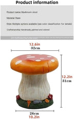 Small Mushroom Shape Ottoman, Outdoor Garden Resin Decorative Mushroom Stool, Resin Sculpture Decoration, Patio Decor(Green)