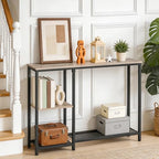 HOOBRO Narrow Console Table, Sofa Table, 44.9" Skinny Entryway Table | Long Behind Couch Table with Storage Shelves, for Living Room, Foyer, Hallway, Greige and Black BG86XG01
