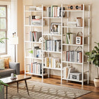 SUPERJARE Triple Bookshelf, Bookcase with 14 Open Display Shelves, Wide Book Shelf Book Case for Home & Office, 5 Tier, White
