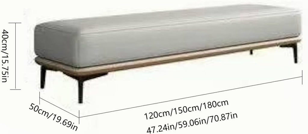 Modern Bedroom Bench, PU Leather Entrance, Upholstered Bed Stool with Metal Legs, for Living Room, Foyer, Dining, Bedrooms Entryway(150 * 50 * 40cm)