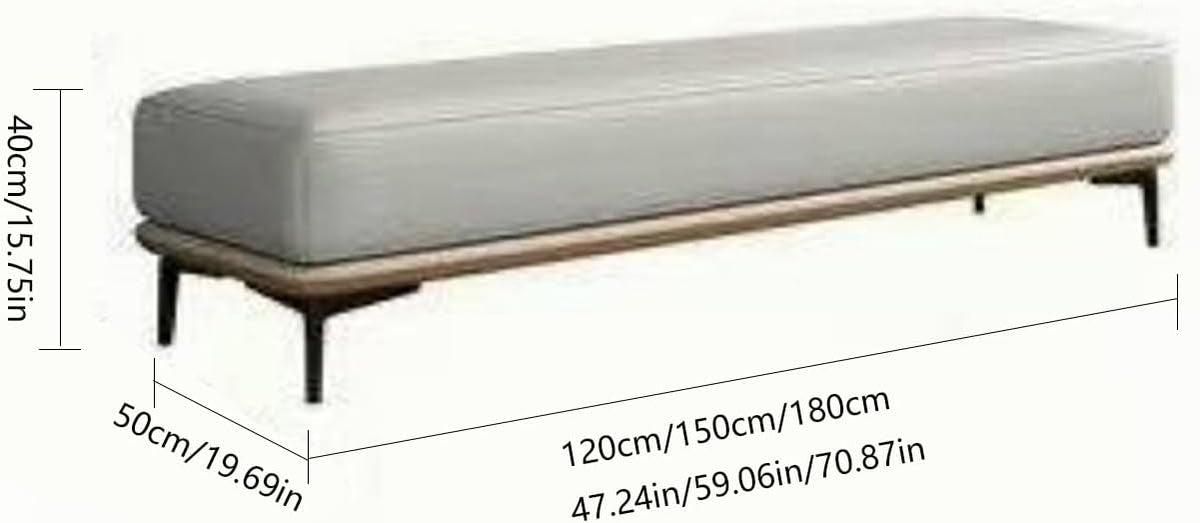 Modern Bedroom Bench, PU Leather Entrance, Upholstered Bed Stool with Metal Legs, for Living Room, Foyer, Dining, Bedrooms Entryway(150 * 50 * 40cm)