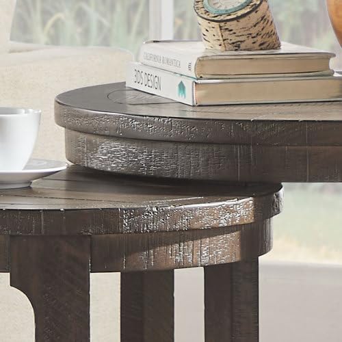 2pcs Vintage Wooden Nesting Side Table, Open Frame Round End Table | Space-Saving Stackable Small Accent Coffee Table for Couch Corner Farmhouse Home Decoration, Dark Brown
