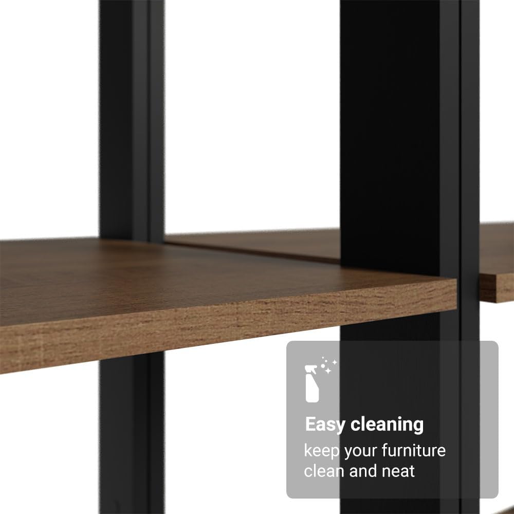 Madesa Kitchen Pantry Storage Rack with 4 Drawers, Open Shelves and Hanging Space 78" L Multiuse Modular Cabinet for Kitchen Organization - Black/Brown