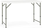 Flash Furniture 4-Foot Bi-Fold Granite White Plastic Folding Table | Lightweight, Easy Storage, Commercial Grade, Carrying Handle