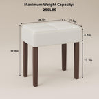 EOSVALO Leather Vanity Stool, 18.7 Inch Wide Rectangle Ottoman Bench for Makeup Room, Vanity Chair with Wood Legs for Piano Room, Bedroom,Living Room with Customizable (Cream)