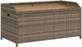 Gray Poly Rattan Patio Storage Bench with Waterproof Bag, 39.4x19.7x20.5 Inch Outdoor Seat and Storage Box