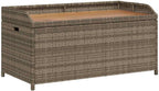 Gray Poly Rattan Patio Storage Bench with Waterproof Bag, 39.4x19.7x20.5 Inch Outdoor Seat and Storage Box