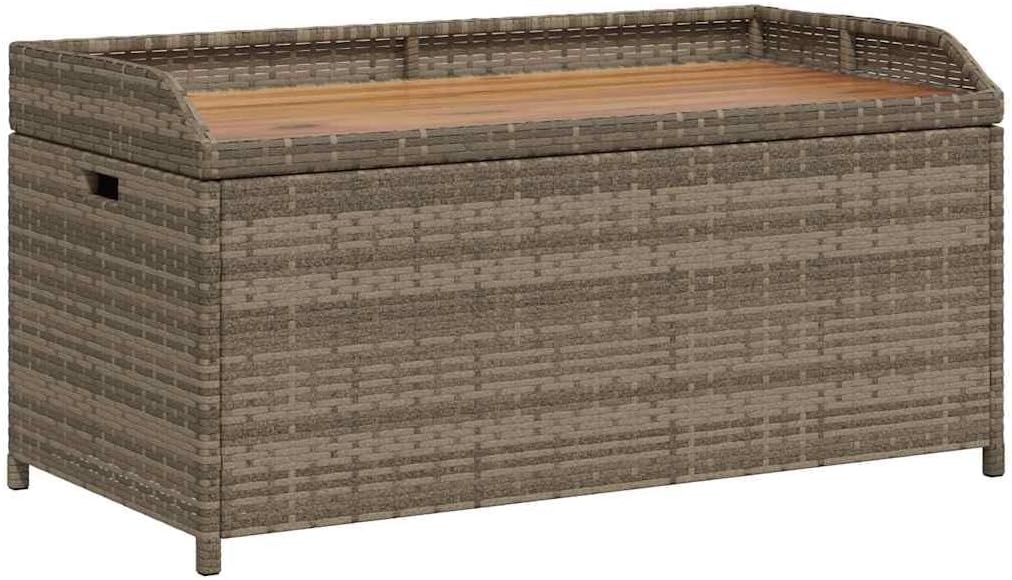 Gray Poly Rattan Patio Storage Bench with Waterproof Bag, 39.4x19.7x20.5 Inch Outdoor Seat and Storage Box