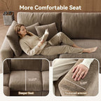 WorthFurni 110” Cloud Sectional Couches for Living Room, Modular Sectional Sofa with Deep Seat, Convertible L-Shape Couch with Storage Ottoman for Bedroom Apartment, Chenille (Brown)