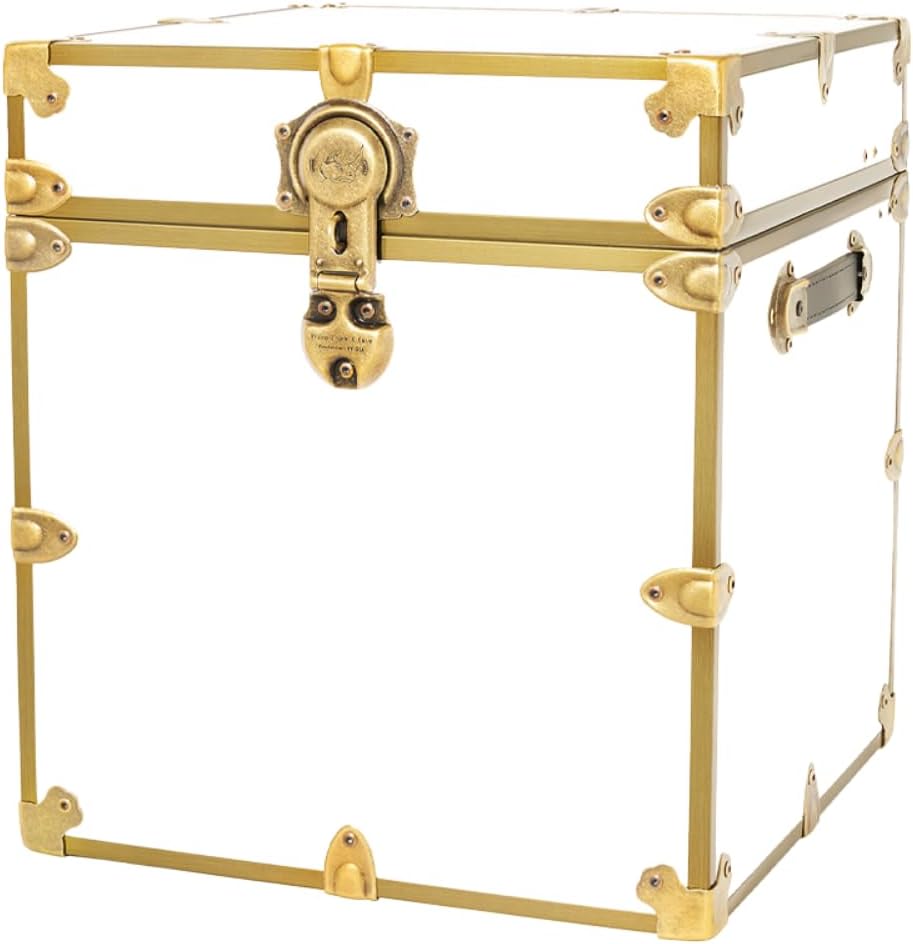 Rhino Classic College Dorm Cube Trunk, Antique Brass Storage Chest, Bench | 1500+ lb Capacity, Home Storage, Office Storage, Dorm Room, Coffee Table