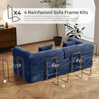 79" Convertible Futon Sofa Bed, Couch for Living Room | Blue | Folding Corduroy Sleeper Sofa, Modular Futon Couch with Fixed-Shape Frame, Pull Out Couch No Assembly