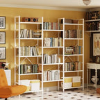 SUPERJARE Triple Bookshelf, Bookcase with 14 Open Display Shelves, Wide Book Shelf Book Case for Home & Office, 5 Tier, White