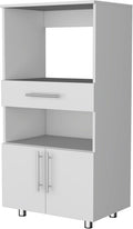FM FURNITURE Corsica Pantry Cabinet Microwave Stand, Multi-Function with Drawer,White