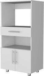 FM FURNITURE Corsica Pantry Cabinet Microwave Stand, Multi-Function with Drawer,White