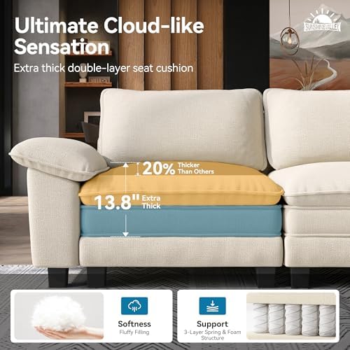 SUNSHINE VALLEY Oversized 123.6" L Shaped Sectional Couch for Living Room