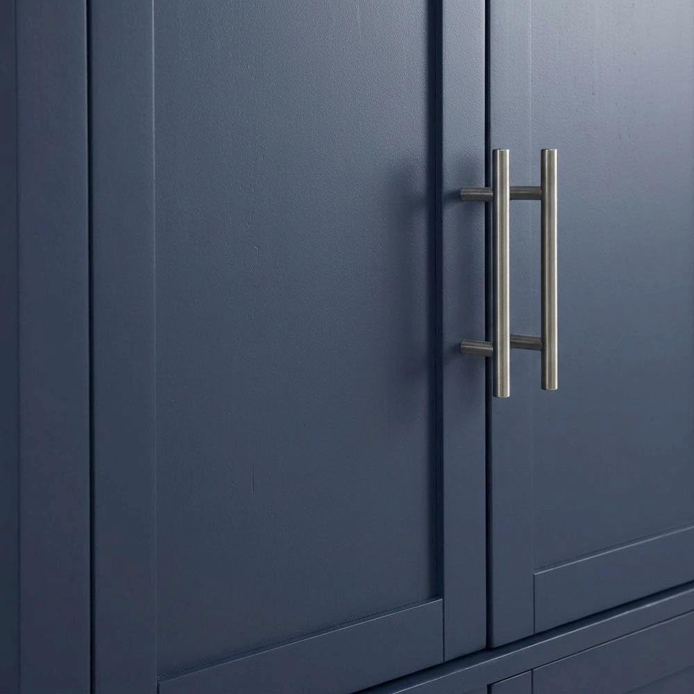 Furnifact Blue Tall Kitchen Storage Pantry, Food Organization, Anti-Tip Mechanism, Floor Clearance, Durable Construction, Spacious Design