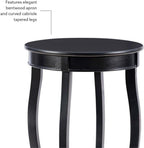 BOWERY HILL Round Wood End Table with Shelf, 18.5 x 24 in, Black Finish, MDF and Pine Wood, Bentwood Skirt, Contemporary Accent Table for Living Room or Bedroom