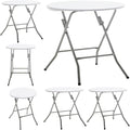 BTEXPERT Set of 6, White 24" Round Plastic Folding Table Commercial Portable for Picnic Party Camping Banquet Card Dining Wedding Event Home Kitchen Indoor Outdoor, 30" Height