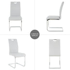 5-Piece Dining Room Table Set, Modern 36" Square Silver Glass Dining Table Set for 4, Kitchen and Dining Table Set with 4 Grey PU Leather Dining Chairs for Dining Room Kitchen