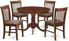 HomeStock 5 Piece Dinette Set for 4 Includes a Round Dining Table with Pedestal and 4 Dining Room Chairs, 42x42 Inch,Mahogany