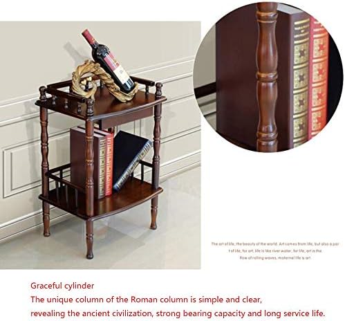 Telephone Table, European Side Table,Solid Wood Sofa Side Table, Casual Small Coffee Table,Plant Stand/Telephone Stand,2-Story Bedside Table with Drawe(Brown-18.11 * 14.17 * 26.77in