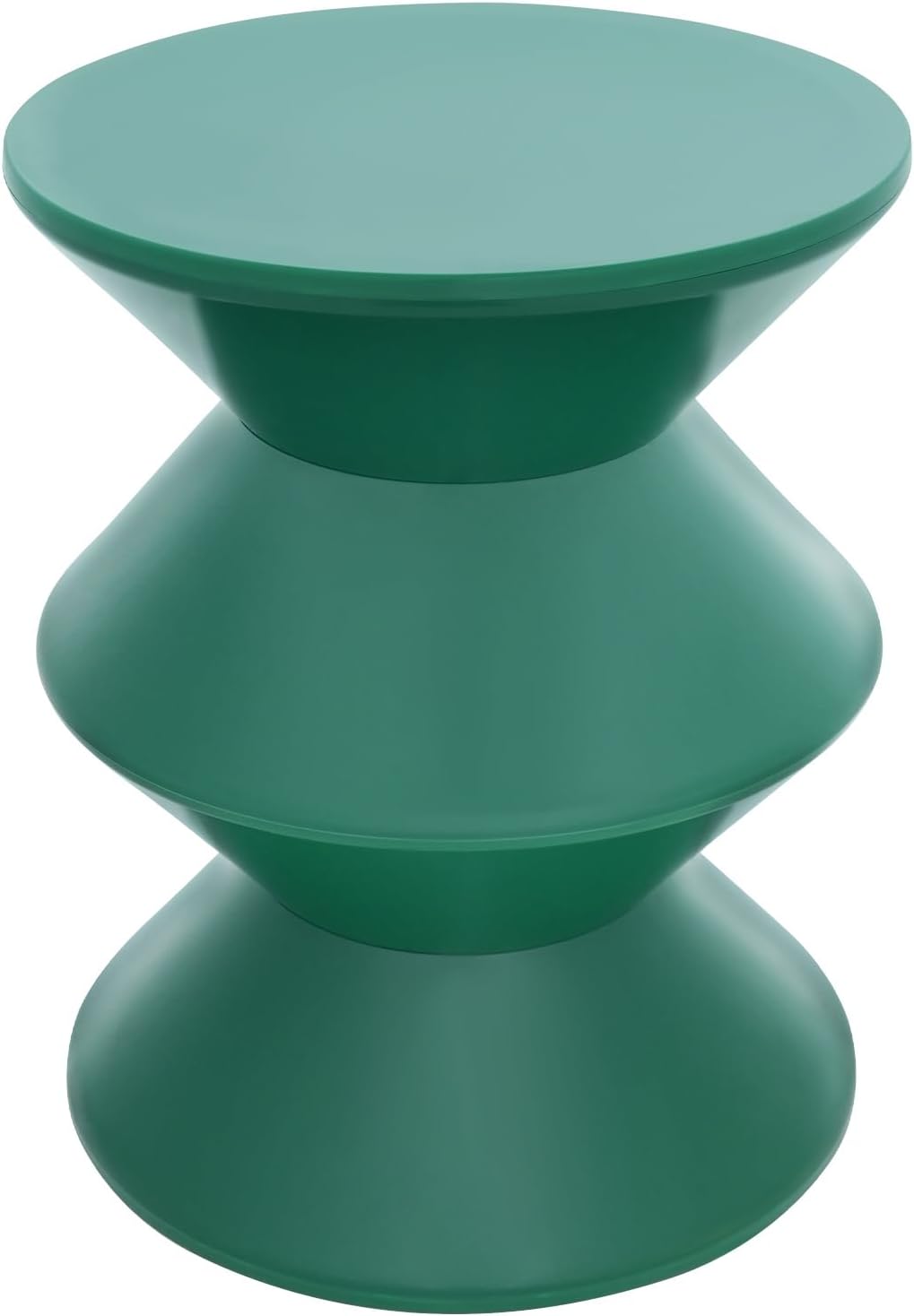Plastic Side Table - Modern Round Multi-Layer End Table for Sofa, Bedroom & Apartment, Nightstand with Vintage Design (Green)