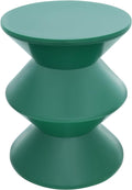 Plastic Side Table - Modern Round Multi-Layer End Table for Sofa, Bedroom & Apartment, Nightstand with Vintage Design (Green)