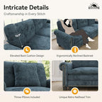 SUNSHINE VALLEY 116" Oversized Modular Sectional Couch L Shaped Living Room | Mid-Century Modern 4-Seater Cloud Sofa, Cyan, Rolled Arms & Nailhead Trim, Wider & Deeper Seats, Ottoman, Chenille