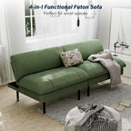 Ribilake 70" Futon Sofa Bed, 4 in 1 Multi-Function Couch Sleeper with Adjustable Backrest, Modern Convertible Futon, Recliner Small Loveseat for Living Room, Dorm, Green