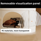 Round Storage Cabinet with Removable Transparent Panel ABS Plastic Nightstand with Handle and Fence Small Side Table All Occasion(Brown,87 cm)