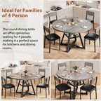Dining Table Set for 4,Kitchen Table and Chairs for 4, Round Dining Room Table with Upholstered Chairs, 5 Piece Space Saving Circle Wood Kitchen & Dining Room Dinner Dinette Table Set (Gray, 42In)