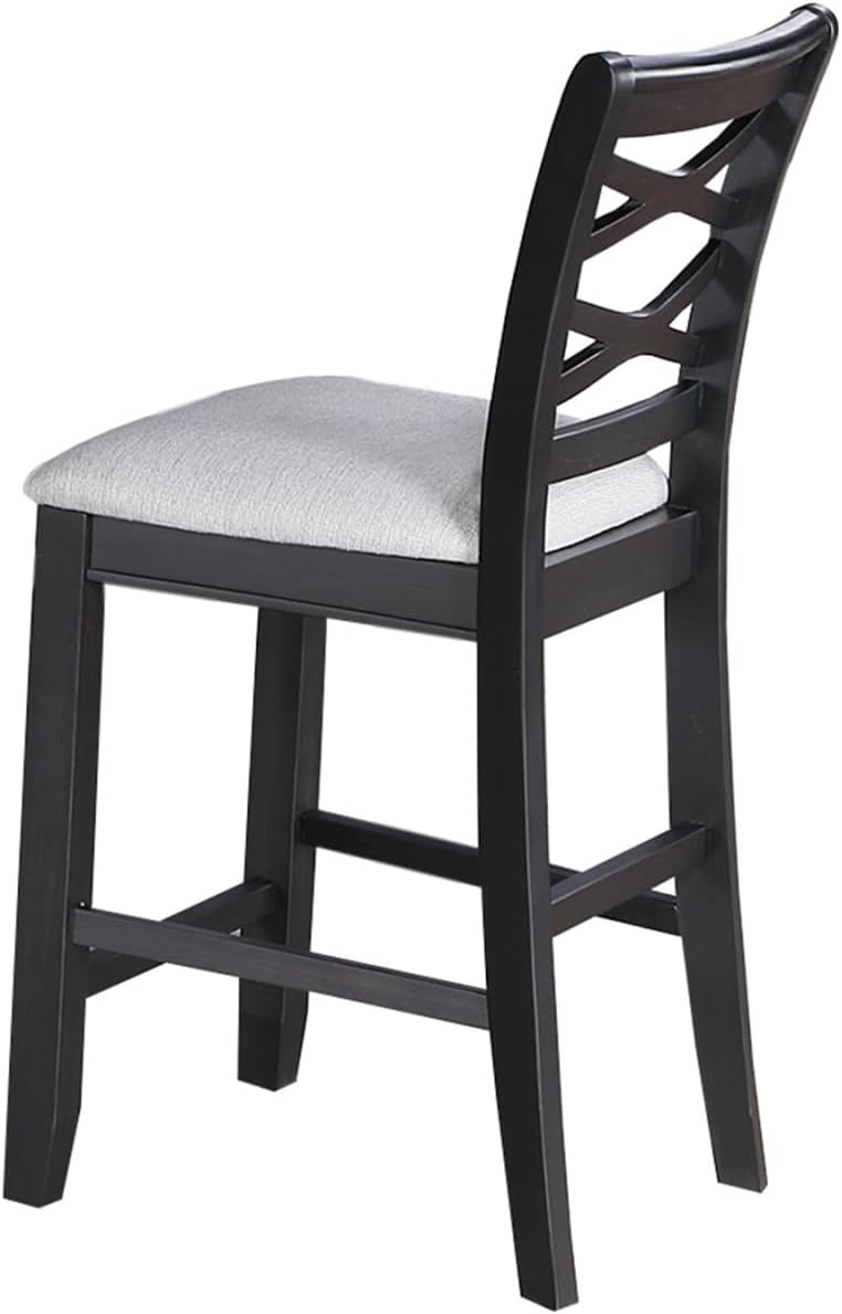 5-Piece Counter Height Table Set with Charcoal, MDF, Rubber Wood | Charcoal finish with modern design for contemporary and transitional interiors