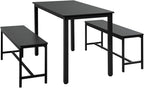 Naomi Home Space Saving 3 Piece Dining Table Set for Apartments & Small Spaces, Benches Tuck Under, Durable MDF & Steel Frame, Waterproof & Heat Resistant Kitchen Nook Set